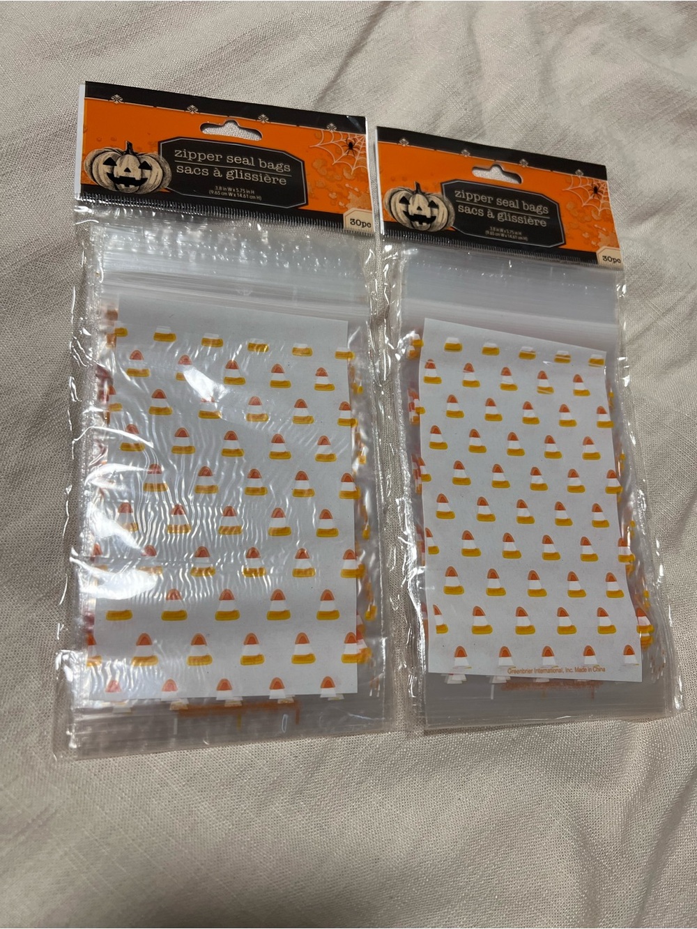 Candy Corn Ziploc Bags